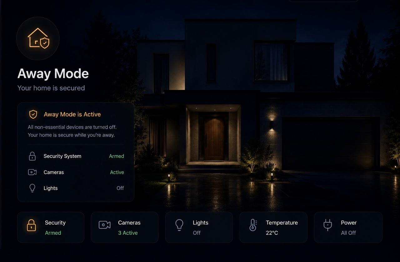 Modern luxury home exterior with secure smart entry